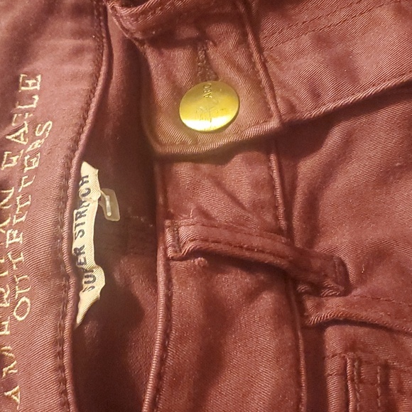 American Eagle Shosrts Womens Size  4 Burgundy Red Hi-rise Shortie Frayed-hem - Picture 6 of 6